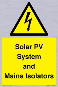 Solar PV System and Mains Isolators
